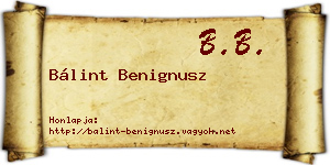 Bálint Benignusz névjegykártya